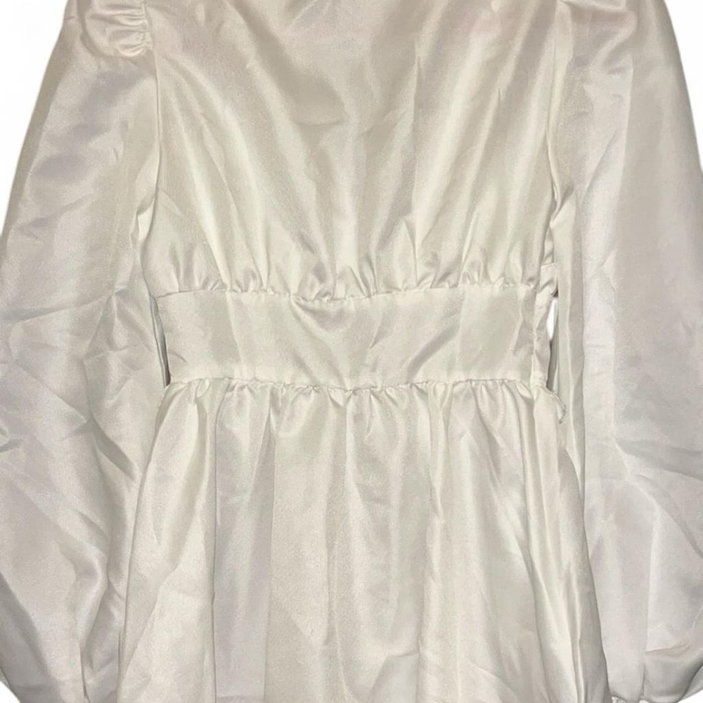 PrettyLittleThing White Button-Front Ruffle Dress… - image 5